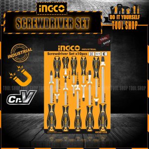Ingco 10 Pcs Magnetic Screwdriver Set - CrV - HKSD1028