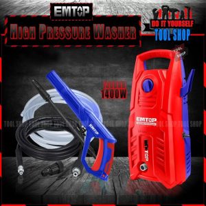 EMTOP EHPW1401 Original High Pressure Washer 1400W – 130Bar – Self-Sucking System Now Water From Bucket and Tap Both System – -بالٹی سے بھی پانی لے گا