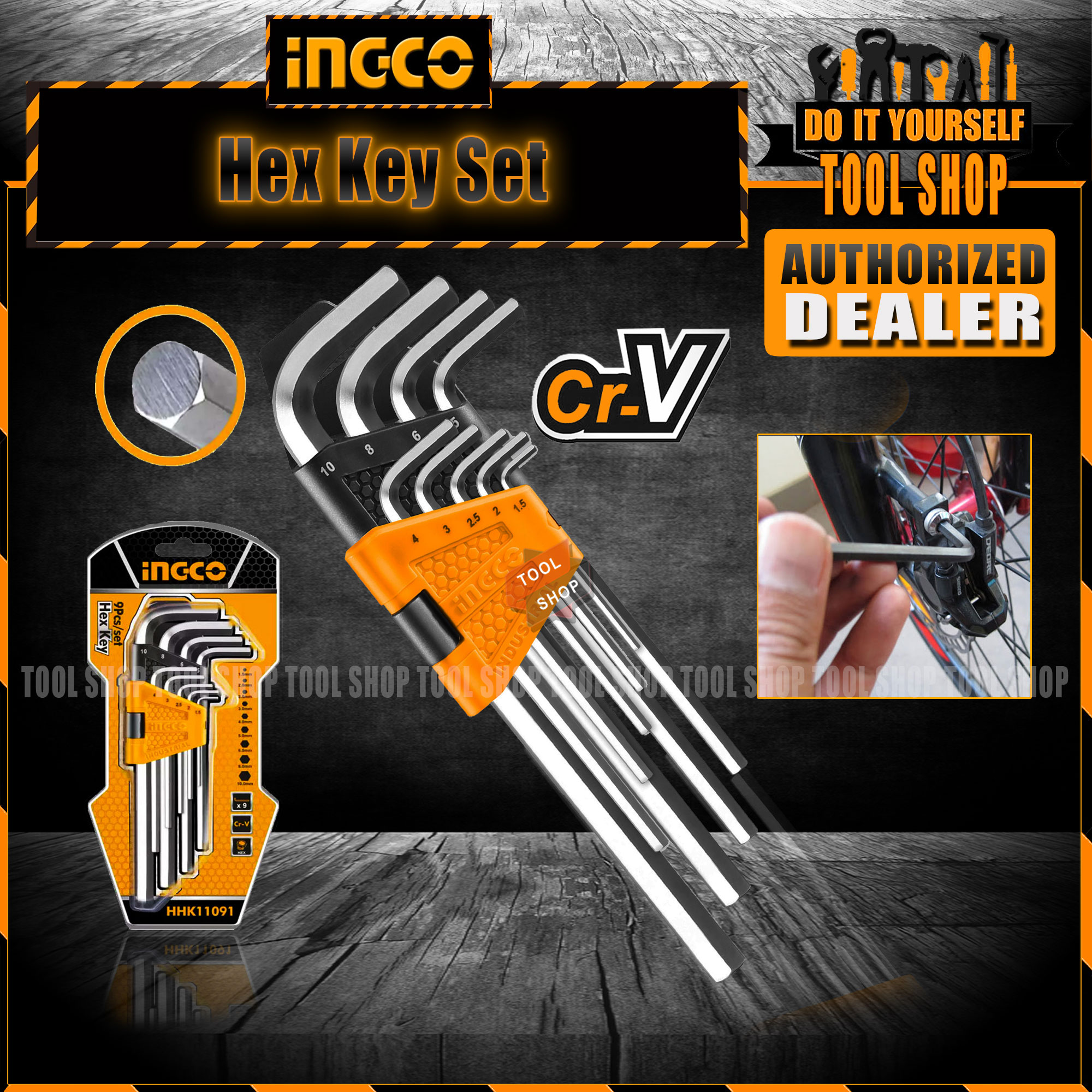 INGCO Allen Wrench Hex Key 9 Pcs Set 1.510mm HHK11091 Tool Shop