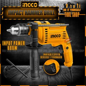 Ingco Impact Drill Machine Hammer Function - 680W Copper Veritable Speed - Reverse/Forward Option - ID6808