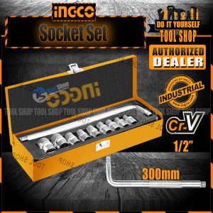 Ingco industrial 1/2" 10pcs Socket Set CrV Material - HKTS12101