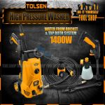 Tolsen Original 79570 High Pressure Washer 1400W (100 bar) - Copper Motor Winding - Water From Bucket & Tap Both System - بالٹی سے بھی پانی لے گا.