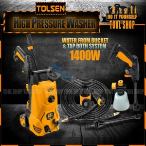 Tolsen Original 79570 High Pressure Washer 1400W (100 bar) - Copper Motor Winding - Water From Bucket & Tap Both System - بالٹی سے بھی پانی لے گا.