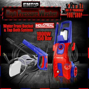 EMTOP Original High Pressure Washer 1800W-150Bar -New Improvement Self-Sucking System Now Water From Bucket and Tap Both System - EHPW1801
