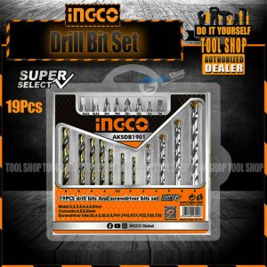 Ingco Original 19 Pcs Drill Screwdriver Bit Set for Drilling AKSDB1901 * Tool Shop *