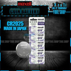Maxell Original 5 Pcs CR2025 3V Lithium Battery Button Coin Cell (Made in Japan)