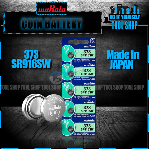 muRata Original 5 Pcs SR916SW - 373 - 1.5V - SilverOxide 0%Hg Mercury Free Cell Battery (Made in Japan)