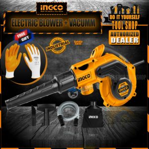 Ingco INDUSTRIAL 2 In 1 - Vacuum Cleaner And Aspirator Blower - 800W Variable Speed and 100% Copper Motor Winding With Free INGCO Nitrile Rubber Gloves - AB8008