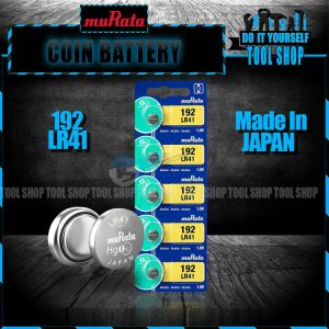 MuRata Original (192) LR41 5 pcs Micro Alkaline Battery Coin/Button Cell Single Use for Model Same Size AG3 / LR41 / 192 / 392A / SR41 / LR736 / CX41 / 392 Alkaline Battery Button Cell (1.5V) Made In Japan Sold By Tool Shop