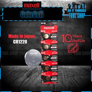 Maxell Original 5 Pcs CR1220 3V Lithium Battery Button Coin Cell (Made in Japan)