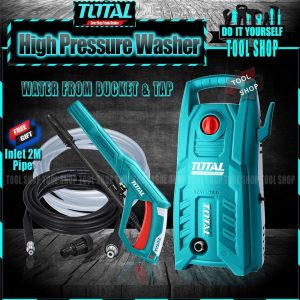 TOTAL Original High Pressure Washer 1400W - 130Bar - New Improvement Self-Sucking System Now Water From Bucket and Tap Both System - TGT11316