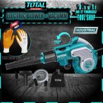 Total INDUSTRIAL 2 in 1 Aspirator Blower + Dust Vacuum Cleaner 800W Copper Motor Winding Variable Speed Button Control Nitrile Rubber Gloves TB2086