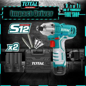 otal Original Lithium-Ion Impact Driver With 2 Batteries 12V and 5 Pcs Accessories with Case TIRLI1201 Total Original