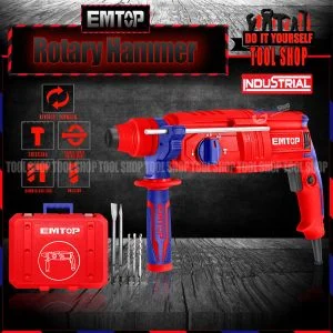 Emtop Heavy Duty Rotary Hammer Drill 800W With 5 Pcs Drilling Accessories - 100% Copper & Original - ERHRL801
