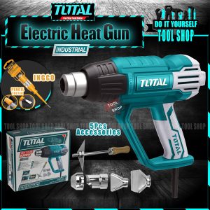 TOTAL Original Electric Heat Gu-n Machine 2000W - Industrial with 5 pcs Accessories with Free Ingco Pencil Tester