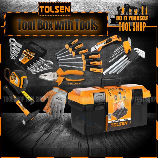 Tolsen Original Tool Box with Tool - 26 Pcs -Heavy Duty 85360