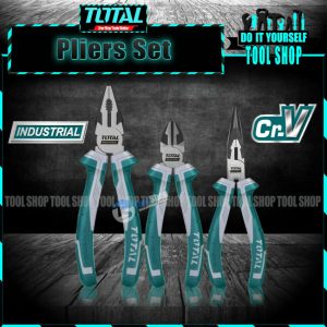 Total Original 3 Pcs Industrial CrV High Quality Pliers Set Combination - Diagonal - Long Nose THT210806 - THT230606 - THT220606