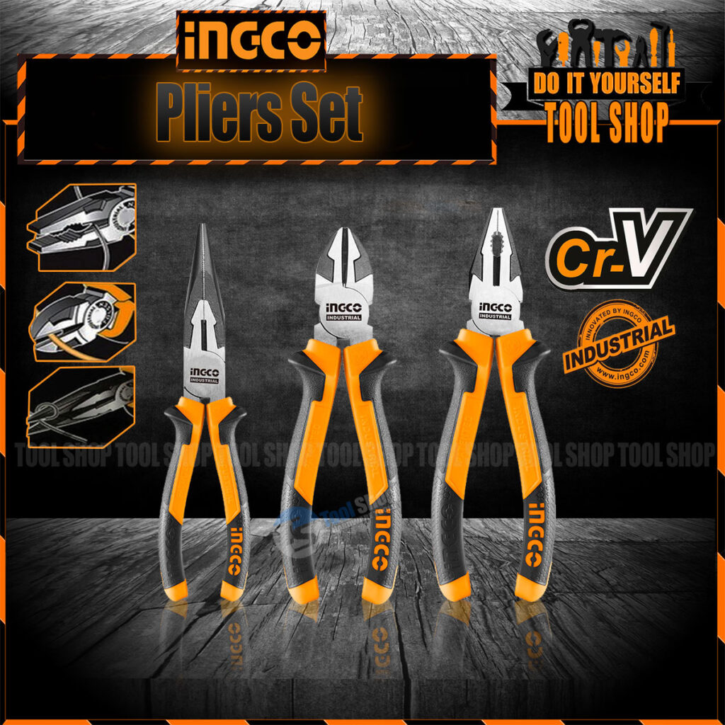 Ingco 3 Pcs Industrial CrV Pliers Set HKPS28318