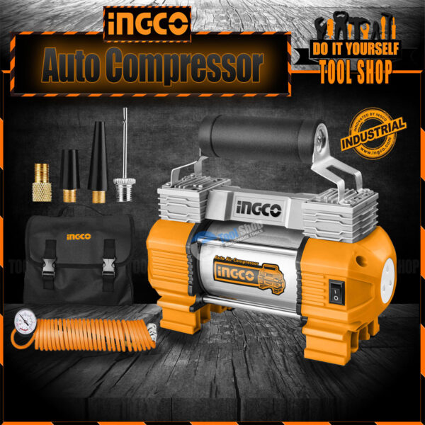 Ingco Heavy Duty Car Air Compressor With Light 2X Cylinder - AAC2508