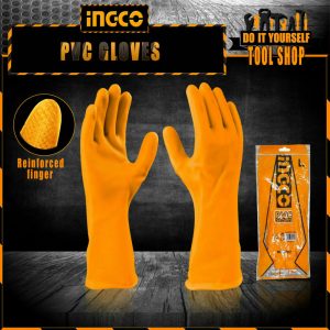 INGCO PVC Gloves Reinforced Finger - Washable 32cm HGVP02 (Large)
