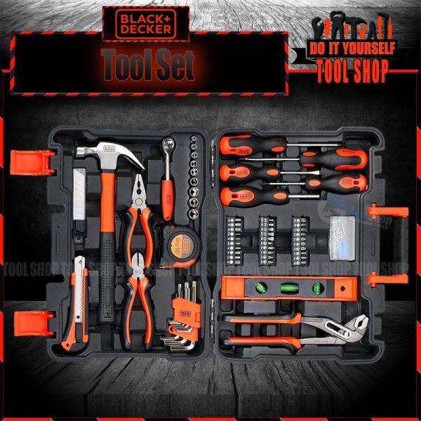 Black+Decker 154 Pieces Hand Tool Kit for Home & Office Use, Orange/Black - BMT154C, 2 Years Warranty