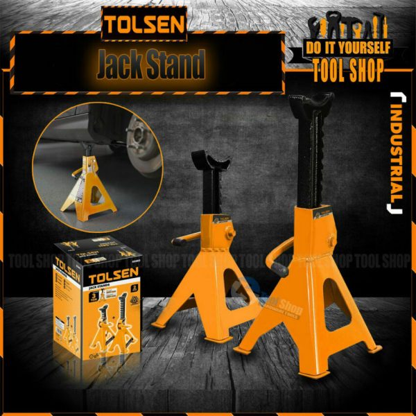 Tolsen 2pcs Industrial Jack stand (3Tons) with Heavy Duty 65483