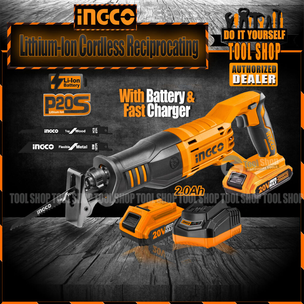 Ingco 20V Cordless Reciprocating Saw with Battery & Charger CRSLI1151