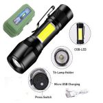 Daraz.pk Zoomable Rechargeable LED Torch - Micro USB Charging with Cable and Case