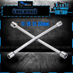 Cross Wrench 4-Way Lug Spanner Socket Wrench 17, 19, 21, 23mm