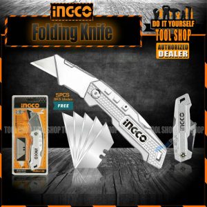 INGCO HUK6138 Folding Utility Knife Quick Release w/ 5pcs Blade (61x19mm) Box Cutter 198454159_PK-1394396467 - toolshop - toolshop.pk