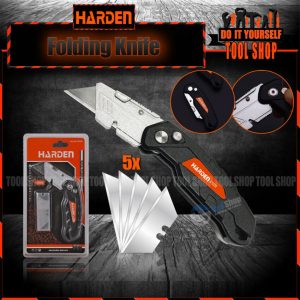 Harden 570332 Folding Utility Knife w/ 5pcs Blade Cutter w/ 5pcs SK5 Blade (61x19mm) Industrial Series Box Cutter 30009