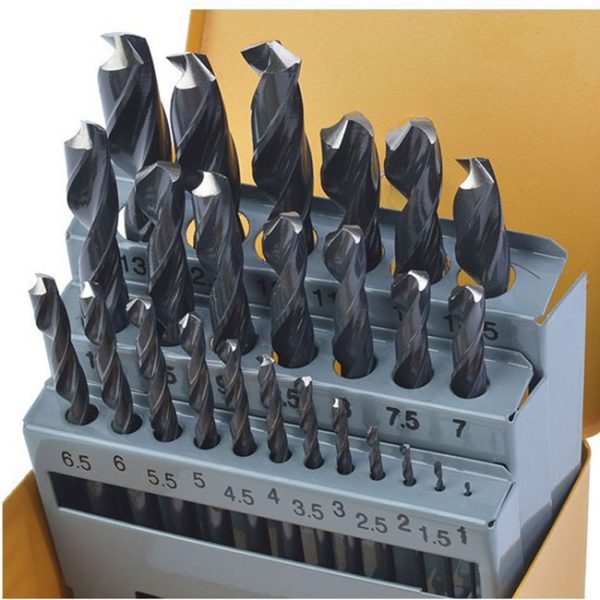 25PCS HSS TWIST DRILL BITS SET • HSS,DIN338 • Roll forged • 118° general angle • Packing: iron box with color label STOCK NO. SIZE QTY./CARTON 75082