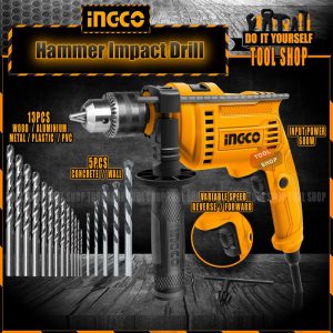 Ingco Impact Drill Hammer Function - 680W Copper Veritable Speed - Reverse/Forward Option - ID6808 with Free 18 Pcs Drill Bits - toolshop.pk