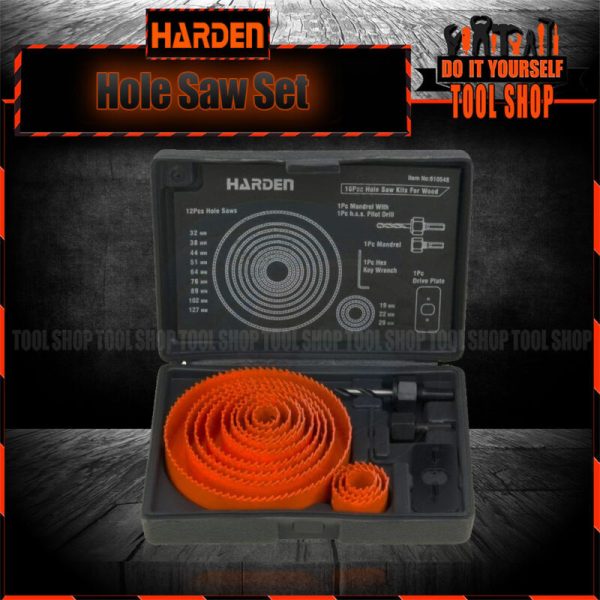 Harden High Carbon Steel Professional 16PCS Hole Saw Kits For Wood 610548 Harden 11Pcs Bi-metal Hole Saw Set 610597 toolshop Pakistan karachi - toolshop.pk