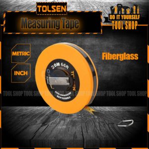 FIBREGLASS MEASURING TAPE((METRIC AND INCH)) • ABS case with a nickel plated winding handle • With metric and inch blade • Packing: color box