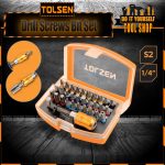 Tolsen 32 Screwdriver Bit Set w/ Strong Magnet (1/4") S2 20370 INGCO Impact Screwdriver Screw Driver Bit Set AKDL24502 - toolshop.pk