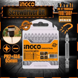 Ingco 10 Pcs Screwdriver Bis PH2+SL6 - S2 Steet Material - Magnetic for Drill SDB21HL133 - Industrial Impact Screwdriver T1N2V12NAFAMZ-3497337 - toolshop.pk