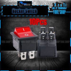 10 Pcs Switch 4 Pins On Off 2 position Switches for Boat Car Automotive - tool shop Rocker Switch 2 Pin ON/OFF 16 A/250 V, Illuminated - toolshop.pk