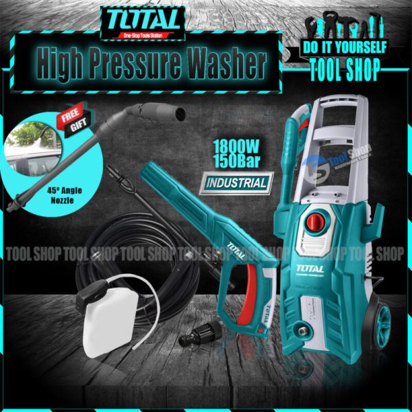 TOTAL Original High Pressure Washer 1800W-150Bar - TGT11356 With Free 45º Angle Nozzle Extension