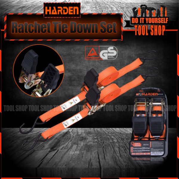 Harden 2Pcs Ratchet Tie Down Lashing Belt Cargo Belt Lashing Strap Ratchet Straps Truck Straps 671112