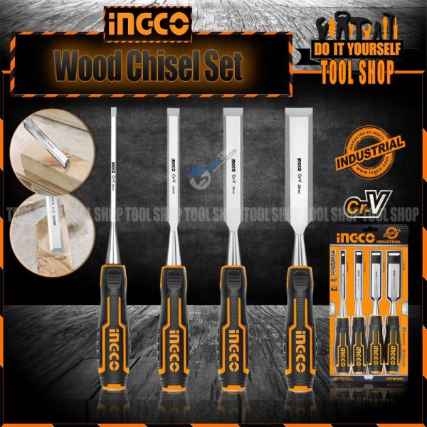 INGCO 4Pcs Wood Chisel Set Woodworking Carpenter Carving 6/12/19/25mm HKTWC0401