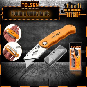 Tolsen Folding Utility Knife Quick Release w/ 5pcs Blade (61x19mm) Box Cutter 30007