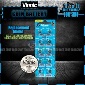 Vinnic Original 10 Pcs L626F - 377 Replace for 377A , 377, SR626SW, AG4, LR626, LR626H Alkaline Button Battery.