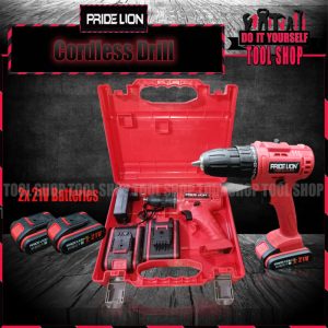 PRIDE LION Lithium Cordless Drill & Screwdriver 21V - Double Battery - Two Speed Brush less Motor