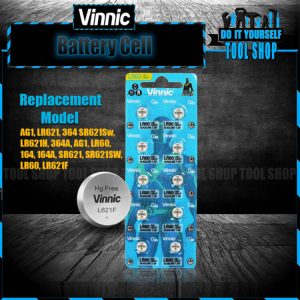 Vinnic Original 10 Pcs L621F Battery Replacement Model AG1, LR621, 364 SR621Sw, LR621H, 364A, AG1, LR60, 164, 164A, SR621, SR621SW, LR60, LR621F