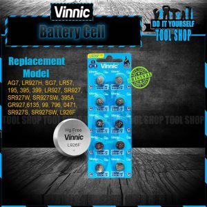 Vinnic Original 10 Pcs AG7 LR927H Micro Alkaline Battery Coin Button Cell 1.5v - CAN BE REPLACE AG7 LR927H INSTEAD OF AG7, LR927H, SG7, LR57, 195, 395, 399, LR927, SR927, SR927W, SR927SW, 395A GR927,6135, 99, 796, 0471, SR927S, L926F