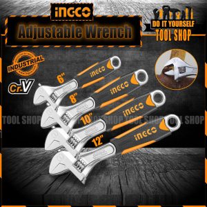 Ingco Adjustable Wrench CrV Material 6-12 Inch