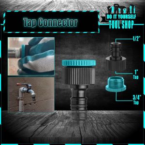 TAP Connector for Threaded 3/4 inch and 1/2 inch Pipes Fittings Hoses - for Pressure Washers, Watering Systems, etc.