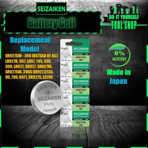 SEIZAIKEN SR927SW , 395 Original Japanese 5 Pcs Button Cell 1.55V Can be also Replacement Same Model. SR927SW - 395 INSTEAD OF AG7, LR927H, SG7, LR57, 195, 395, 399, LR927, SR927, SR927W, SR927SW, 395A GR927,6135, 99, 796, 0471, SR927S, L926F - Made in Japan