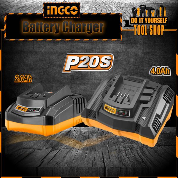 Ingco Fast Intelligent Battery Charger FCLI2001 2.0Ah, FCLI2003 4.0Ah, for Ingco Total and Emtop Battery 20V